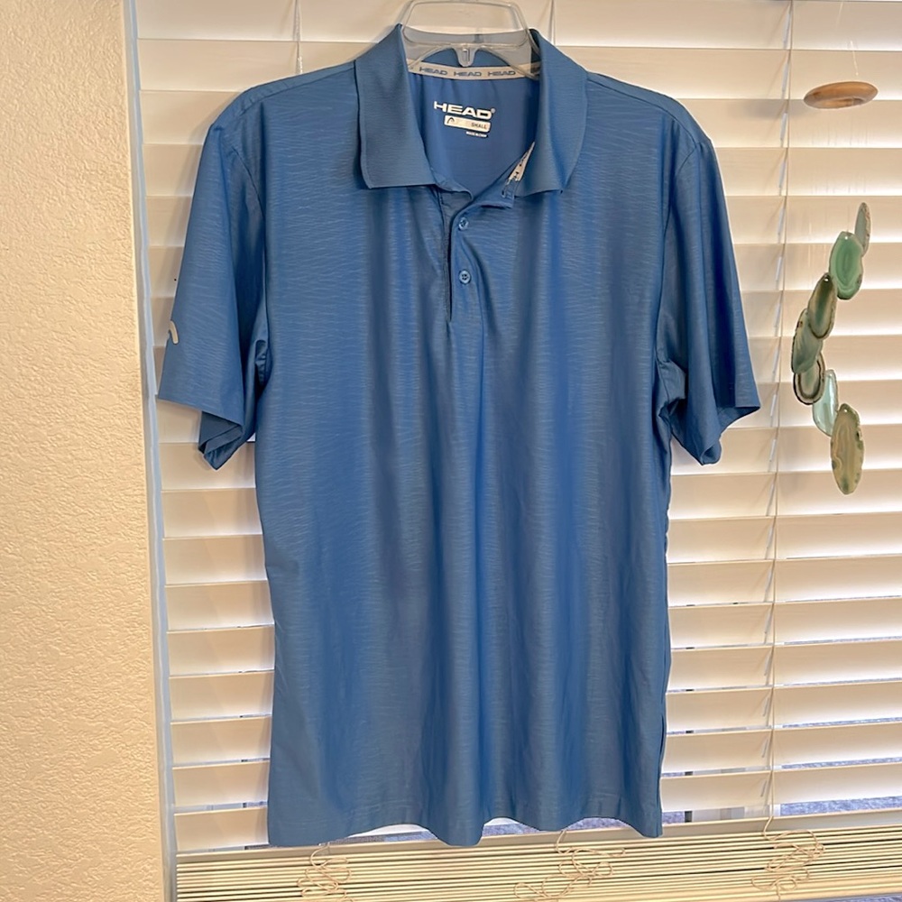 Head Golf Polo Shirt Mens Small Blue Stretch Knit Short Sleeve